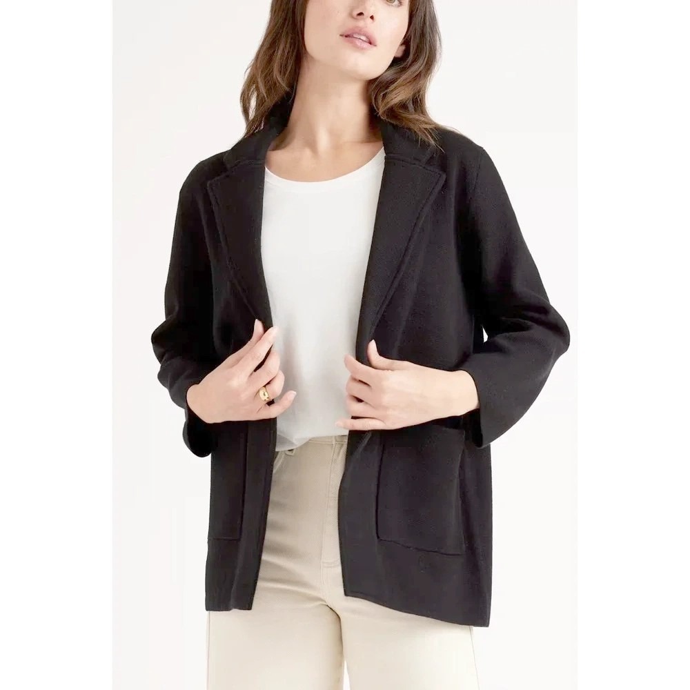 Quince 100% Organic Cotton Knit Blazer Minimalist Quiet Luxury Cardigan S